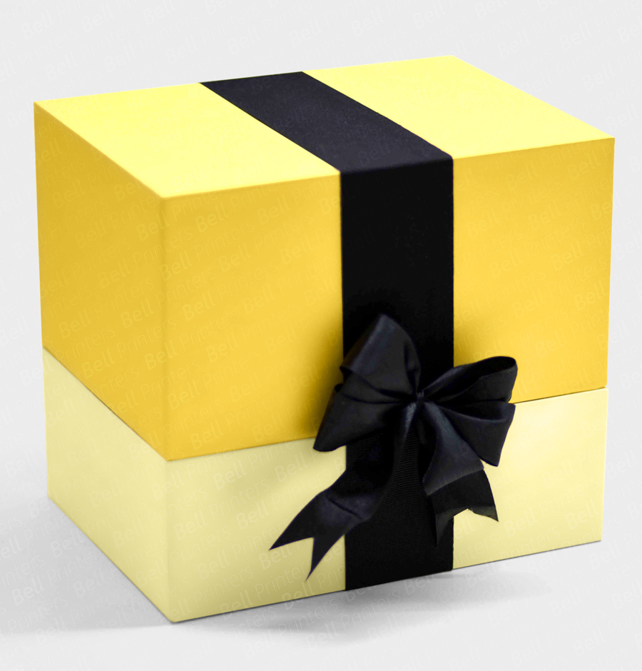 Kraft Paper Gift box with Ribbon - 6x6x2 Inches - Eco Bags India