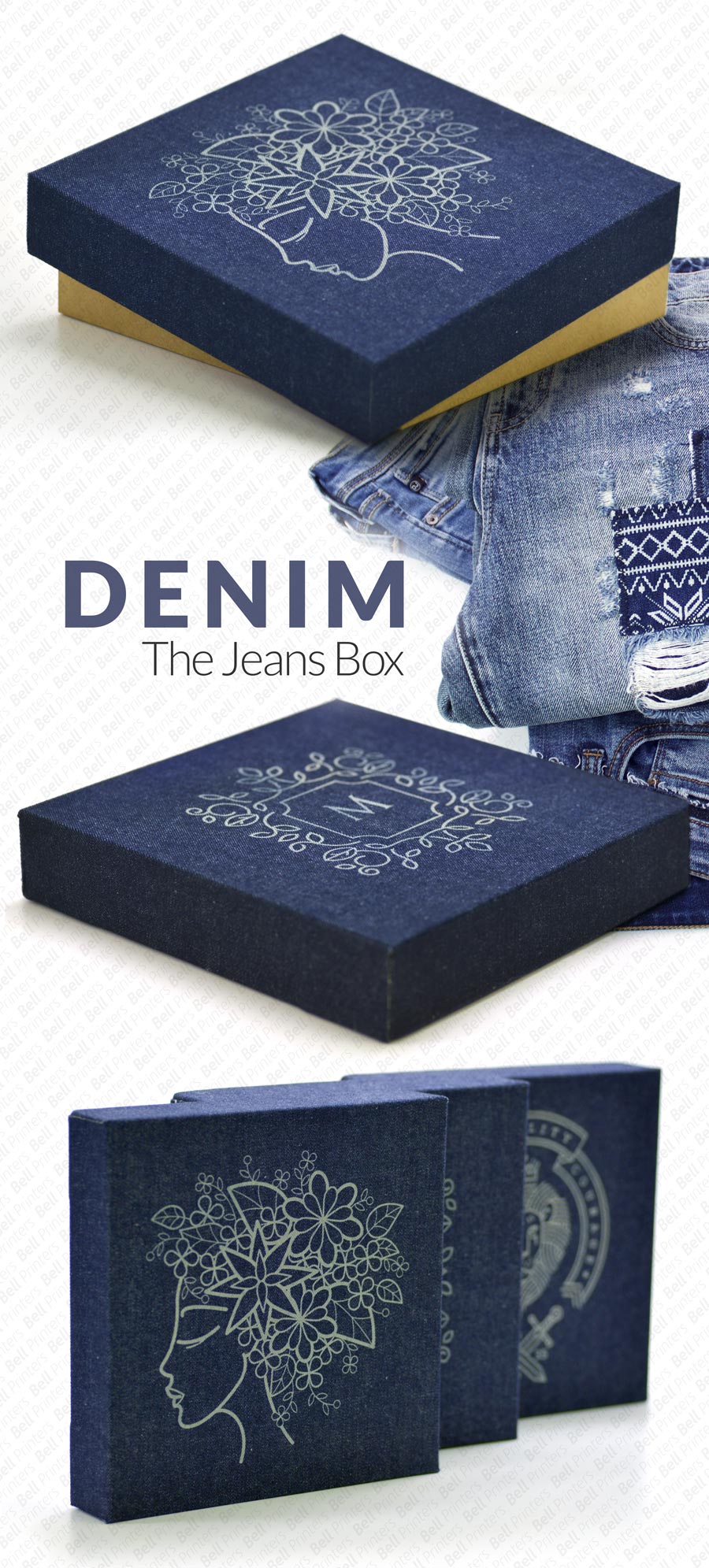 Jeans & Denim logo engraved rigid box innovative packaging