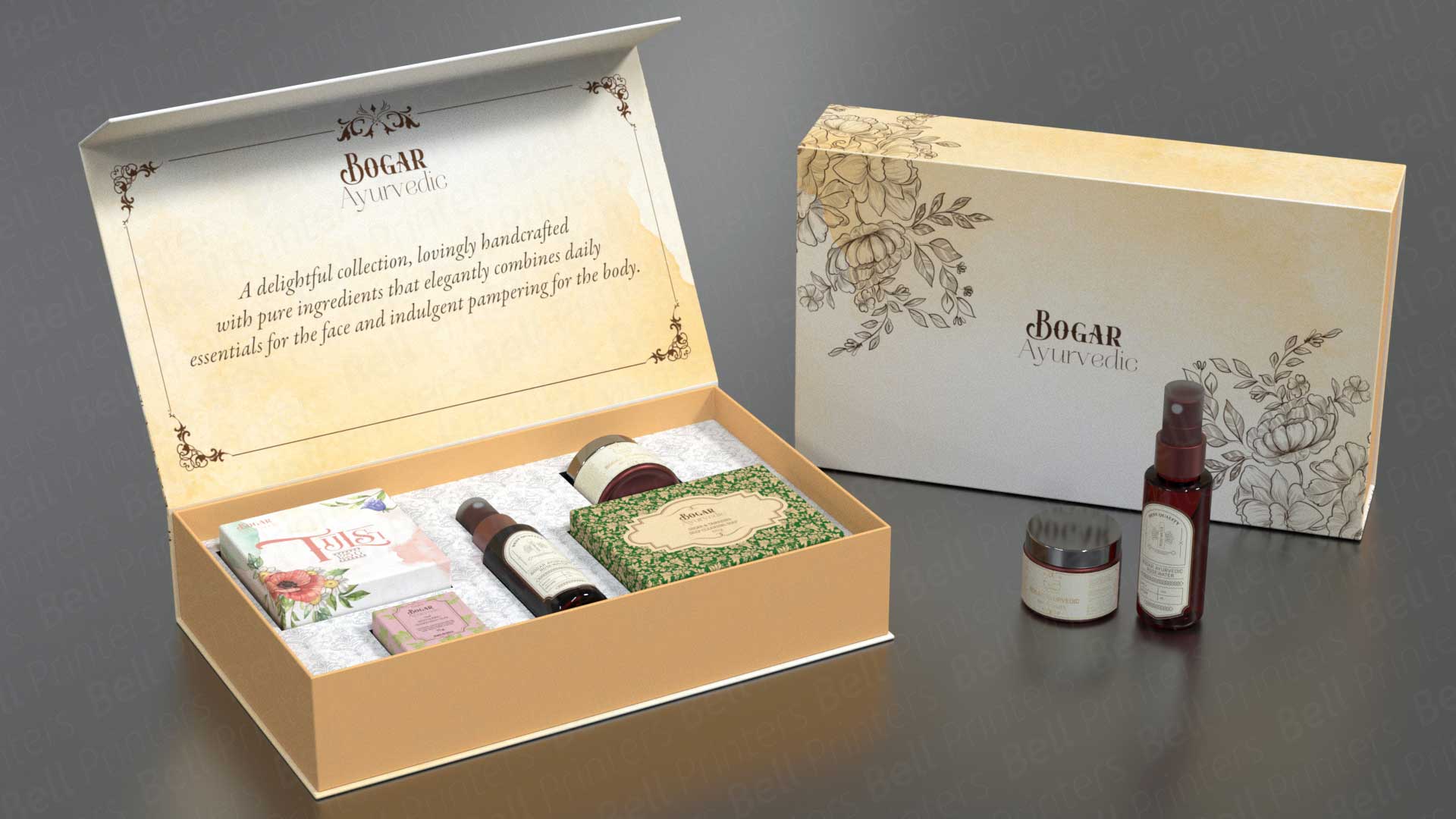 Luxury Ayurvedic creams lotions gift box packaging 